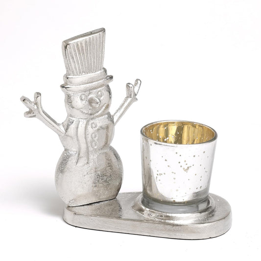 POSH-DIKUR Snowman Tea Light Candle Stand with Glass Votive