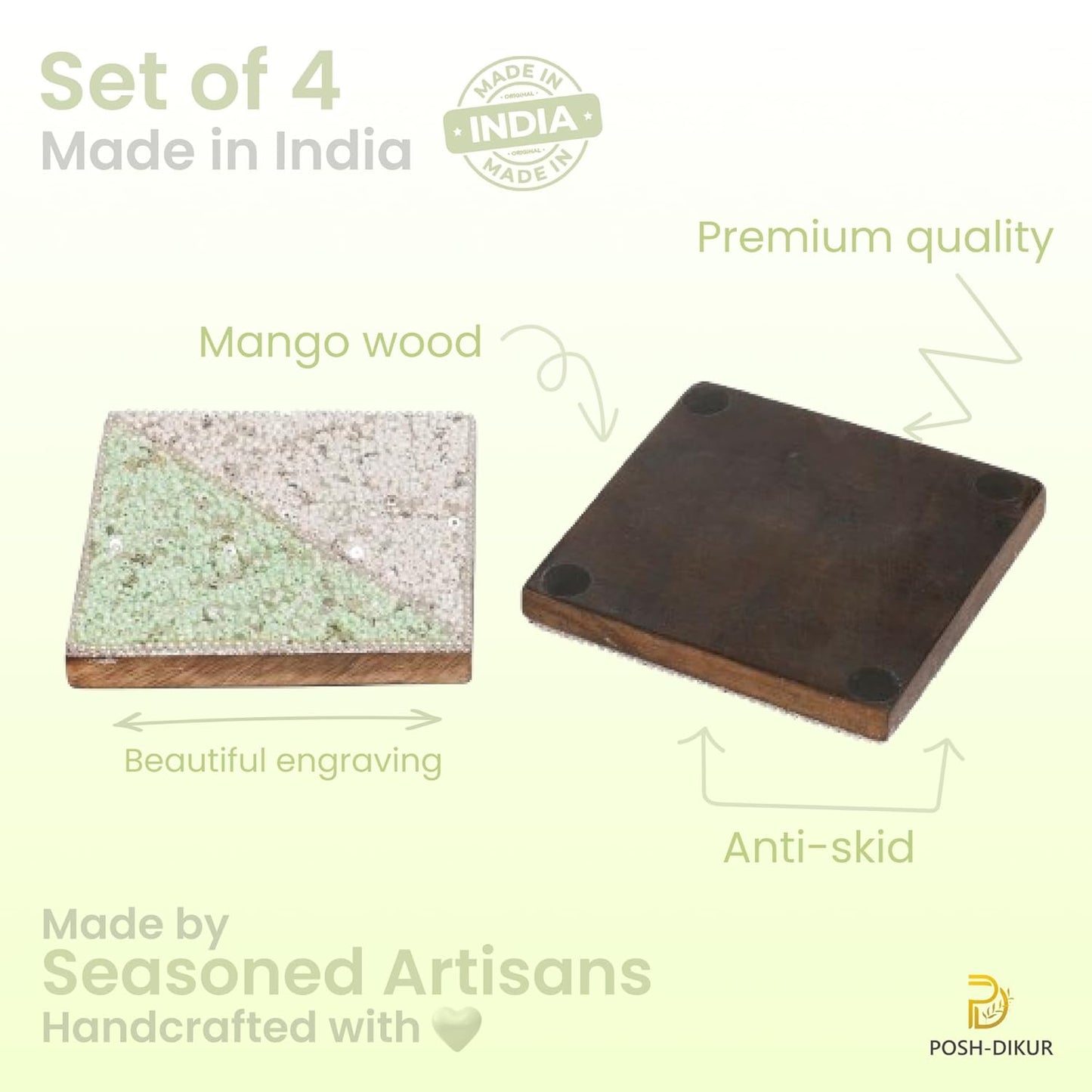 POSH-DIKUR Classic White Beaded Coasters