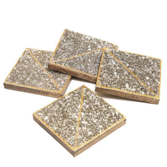 POSH-DIKUR Stylish Gray Beaded Coasters