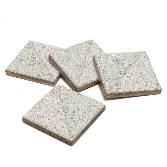 POSH-DIKUR Classic White Beaded Coasters