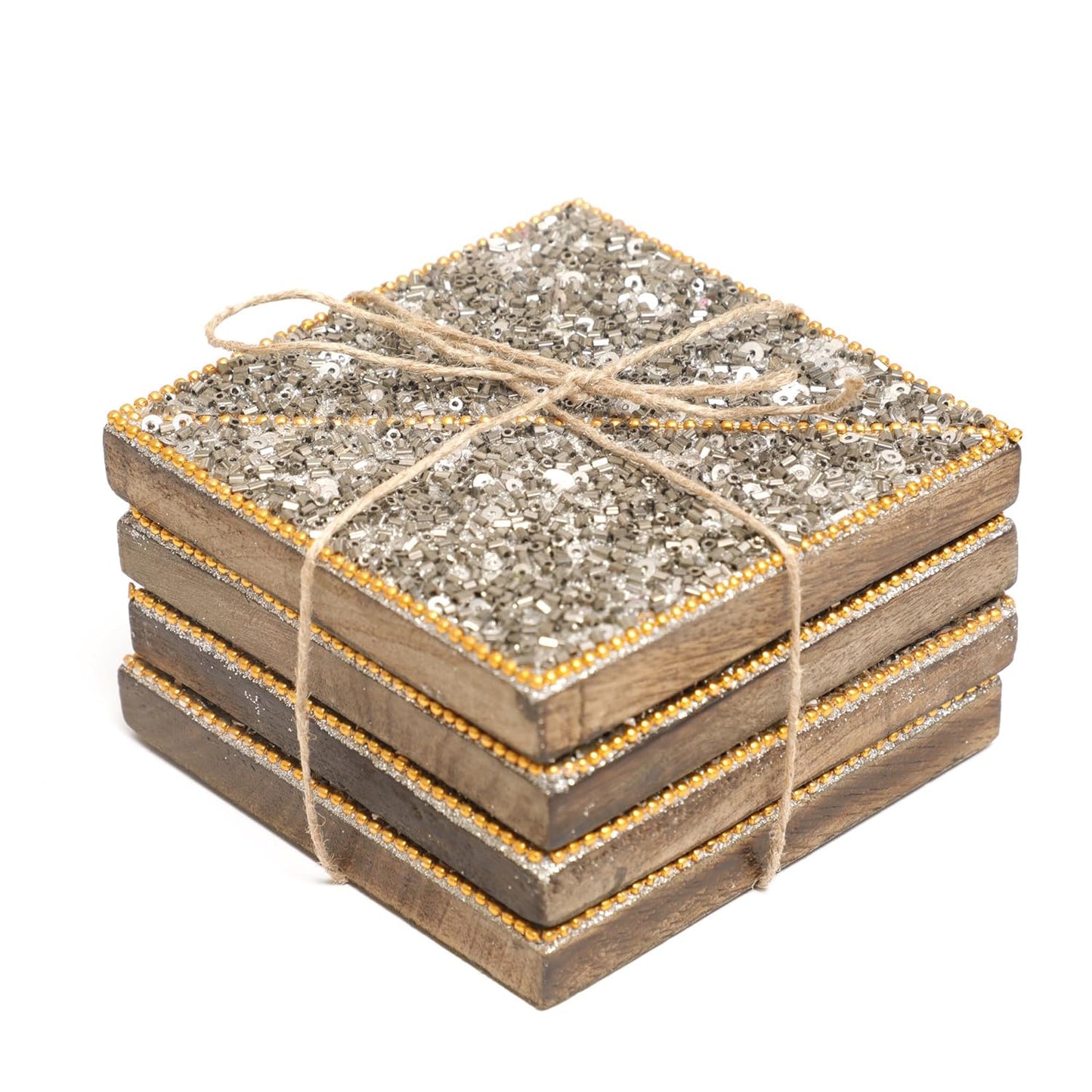 POSH-DIKUR Stylish Gray Beaded Coasters