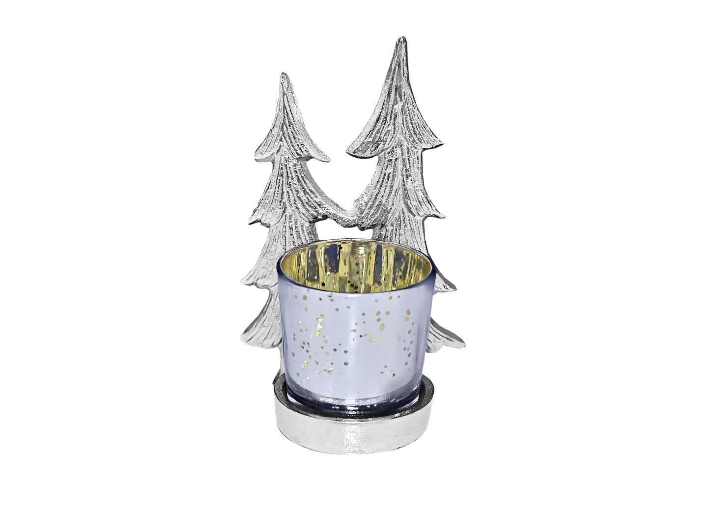 POSH-DIKUR Twin Christmas Tree Tea Light Candle Stand with Glass Votive