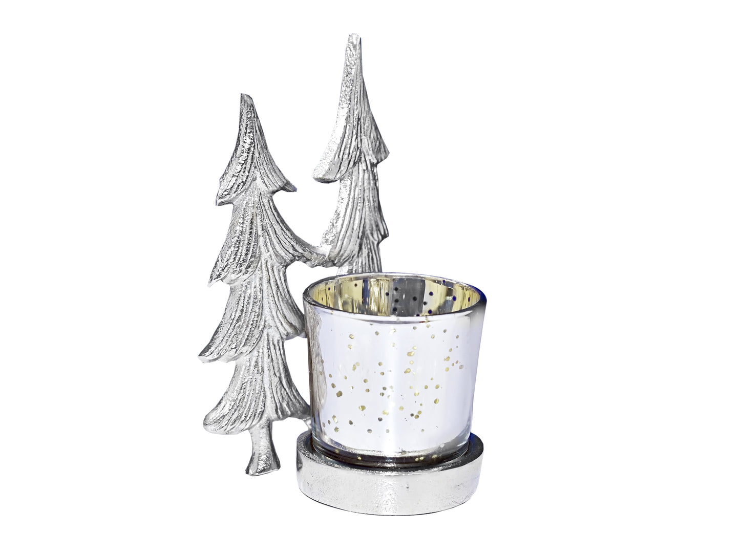 POSH-DIKUR Twin Christmas Tree Tea Light Candle Stand with Glass Votive