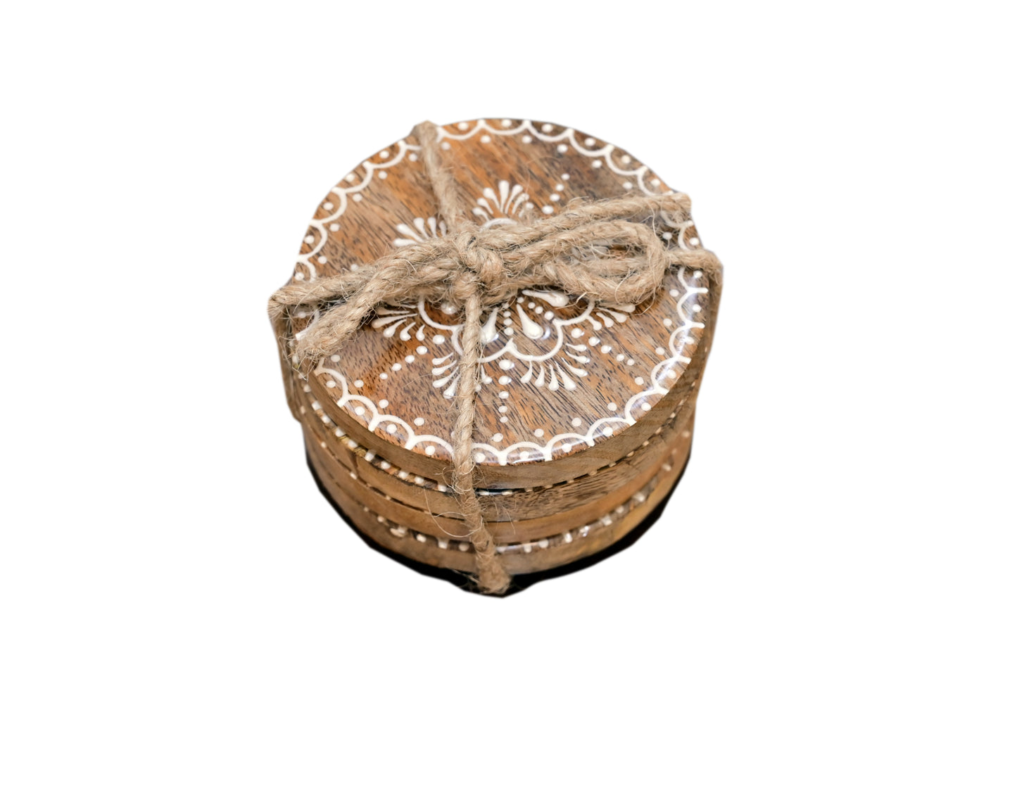 POSH-DIKUR Handmade Boho Wooden Coaster Set