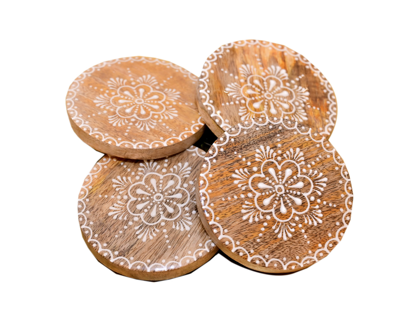 POSH-DIKUR Handmade Boho Wooden Coaster Set