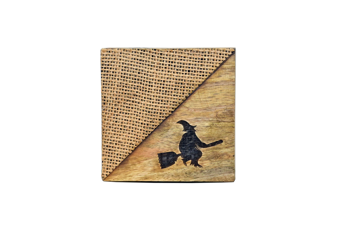 POSH-DIKUR Handmade Wood and Jute Coaster set for Halloween
